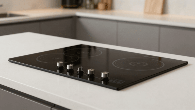 Cooktop embutido em bancada de cozinha planejada